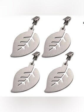 Leaf-Shaped Silver Metal Clips - Set of 4